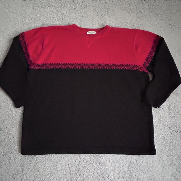 Vintage Eddie Bauer Sweater Mens 2 XL Christmas Red/Black Heavy Japan Dadcore - Picture 1 of 16